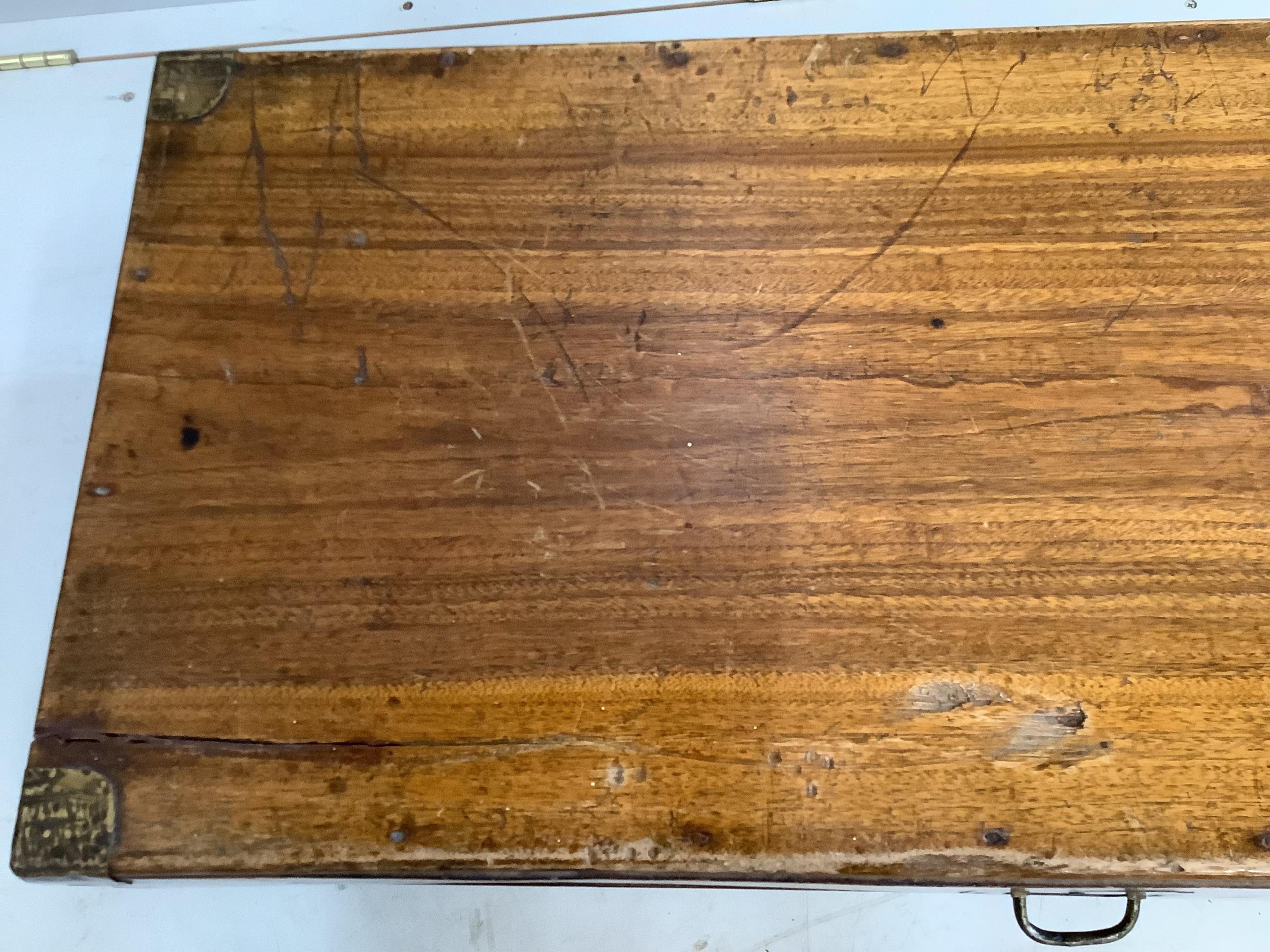 A small 19th century camphorwood trunk, width 80cm, depth 38cm, height 35cm. Condition - fair